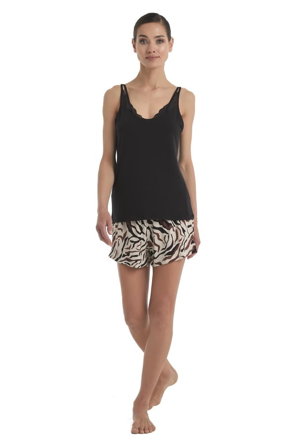 Kadın Siyah Şortlu Pijama Takımı 60367