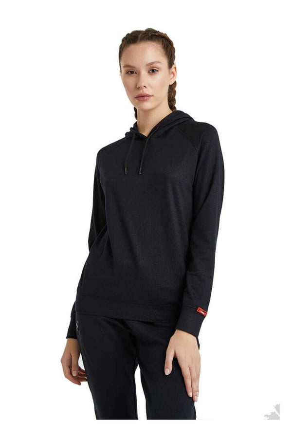 Kadın Termal Kapşonlu Sweatshirt 2. Seviye 5938 - Siyah