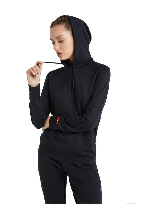 Kadın Termal Kapşonlu Sweatshirt 2. Seviye 5938 - Siyah