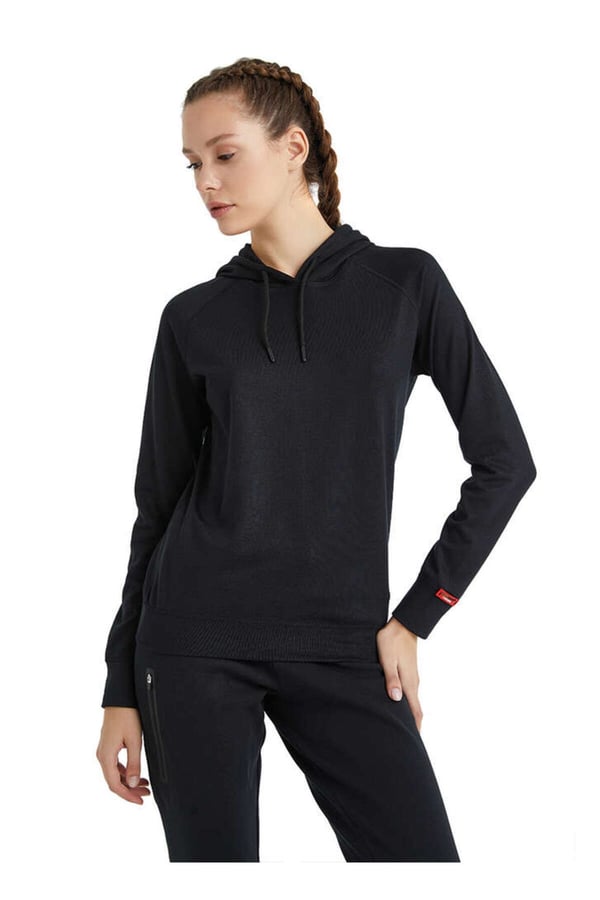 Kadın Termal Kapşonlu Sweatshirt 2. Seviye 5938 - Siyah