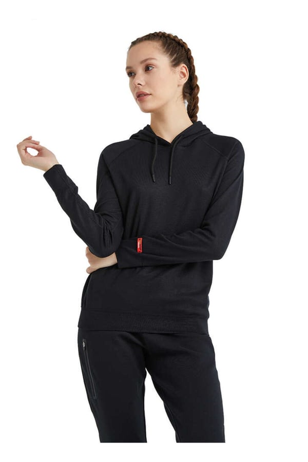Kadın Termal Kapşonlu Sweatshirt 2. Seviye 5938 - Siyah