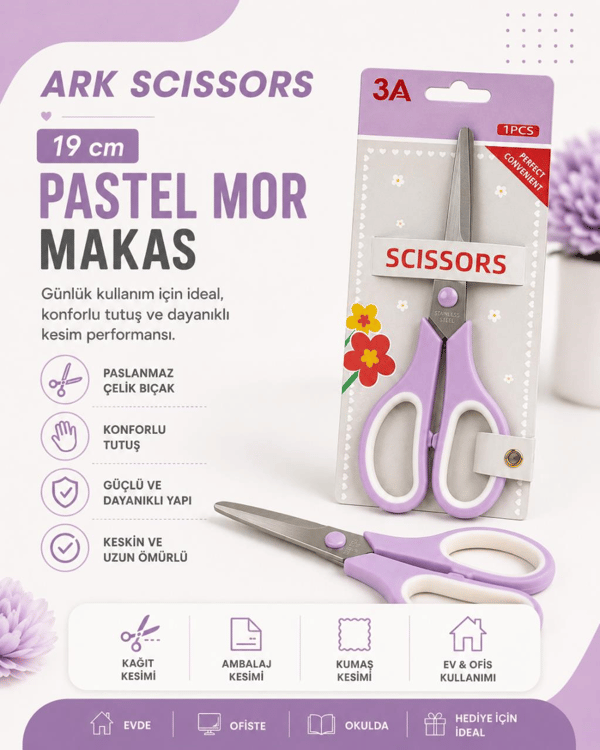 Ark SCISSORS 19 cm Pastel Mor Makas