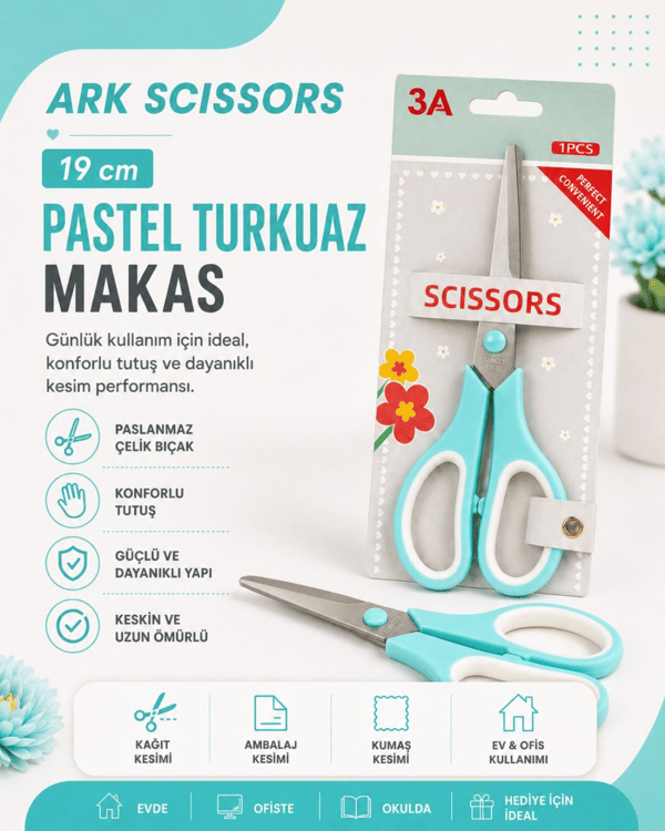 Ark SCISSORS 19 cm Pastel Turkuaz Makas