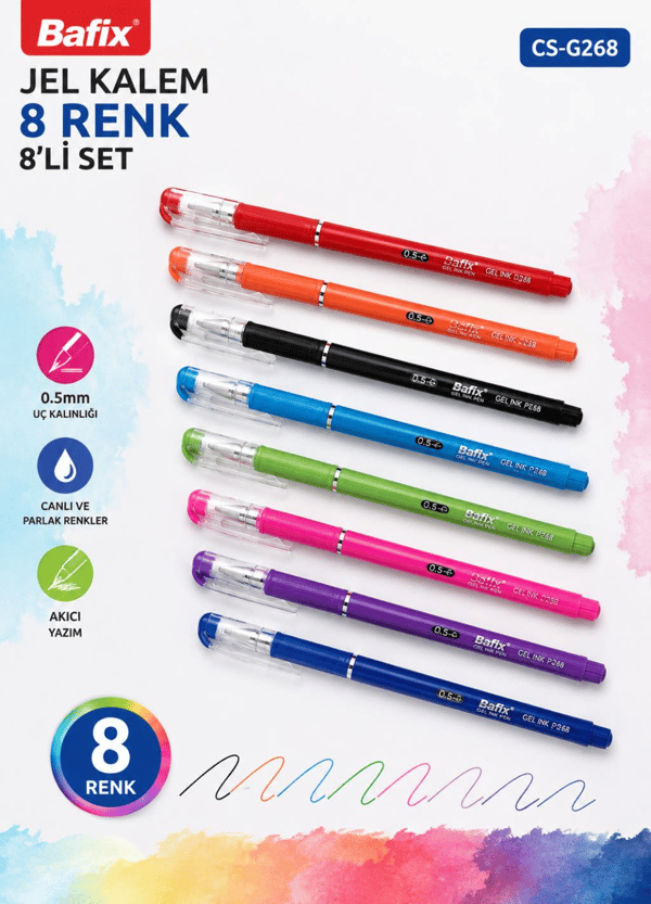 Bafix Chosch CS-G268 Jel Kalem 0.5 mm | 8 Renk 8’li Set