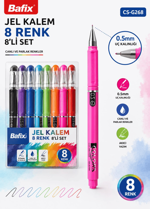 Bafix Chosch CS-G268 Jel Kalem 0.5 mm | 8 Renk 8’li Set
