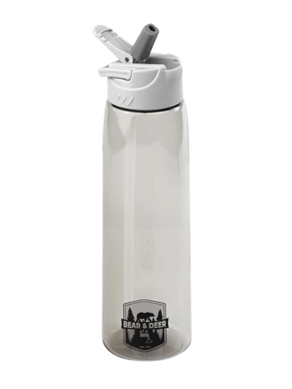 Bear & Dear Tritan Oynar Tutacaklı Gri Şeffaf Plastik Matara 750 ML - MT0005