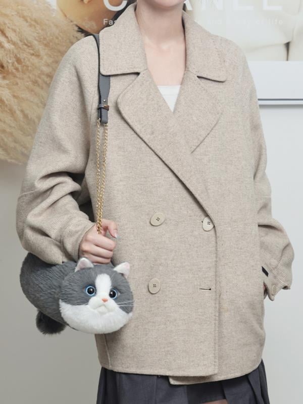 Bear & Deer Pelüş Kedi Şeklinde El Çantası – Gri - BD-CAT005