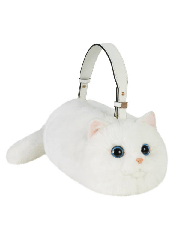 Bear & Deer Pelüş Kedi Şeklinde El Çantası – Beyaz - BD-CAT006