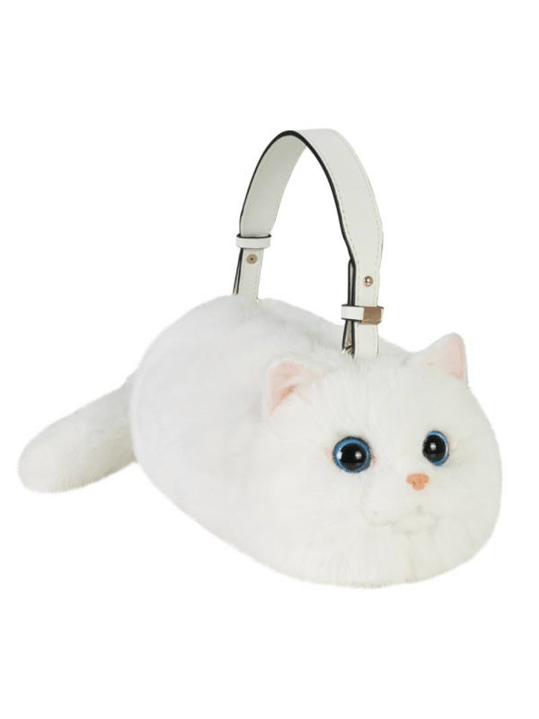 Bear & Deer Pelüş Kedi Şeklinde El Çantası – Beyaz - BD-CAT006