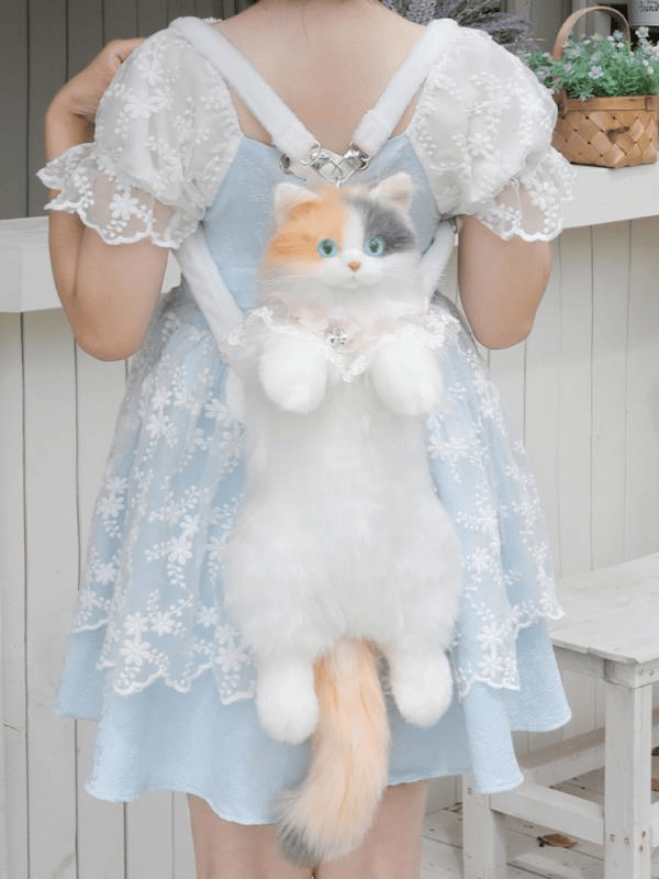 Bear & Deer Pelüş Kedi Şeklinde Sırt Çantası – Sarı (Büyük Boy) - BD-CAT001
