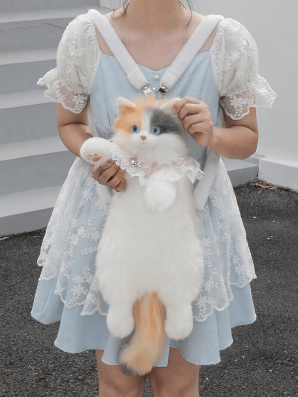 Bear & Deer Pelüş Kedi Şeklinde Sırt Çantası – Sarı (Büyük Boy) - BD-CAT001