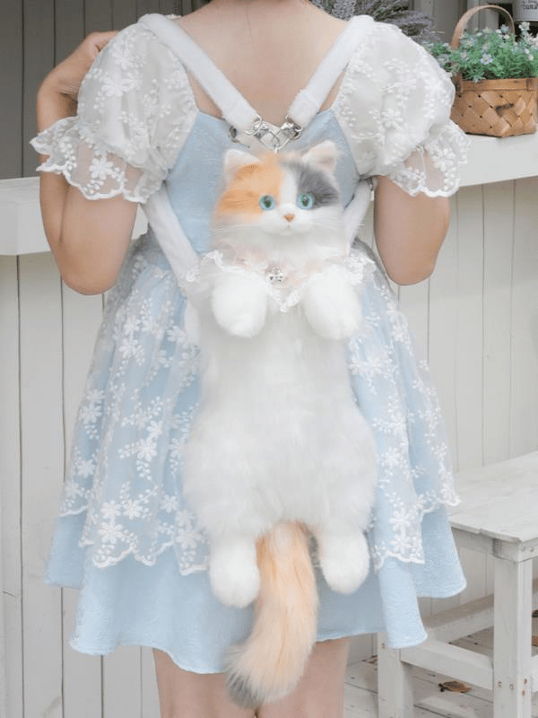 Bear & Deer Pelüş Kedi Şeklinde Sırt Çantası – Sarı (Büyük Boy) - BD-CAT001
