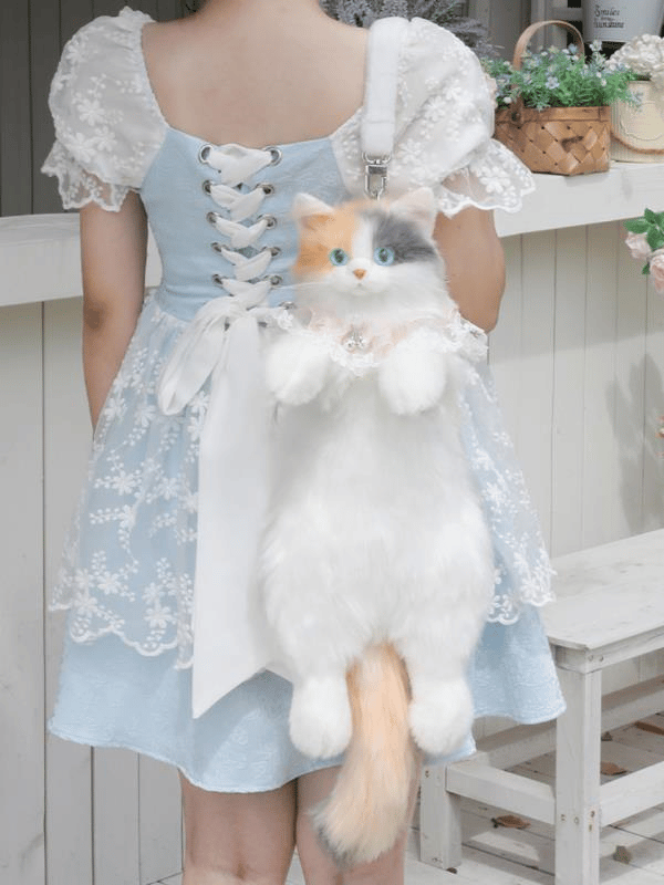 Bear & Deer Pelüş Kedi Şeklinde Sırt Çantası – Sarı (Büyük Boy) - BD-CAT001