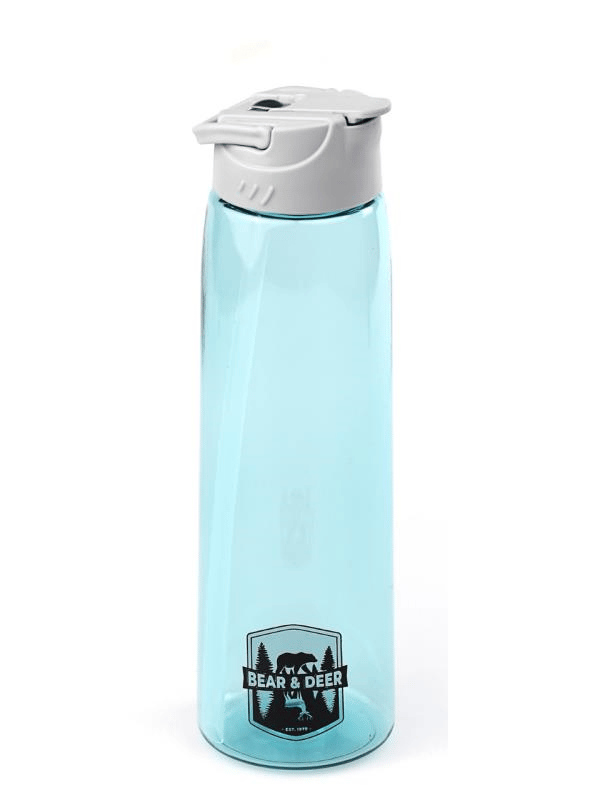 Bear&Deer Pipetli Tritan Oynar Tutacaklı Pastel Turkuaz Şeffaf Plastik Matara 750 ML - MT0005