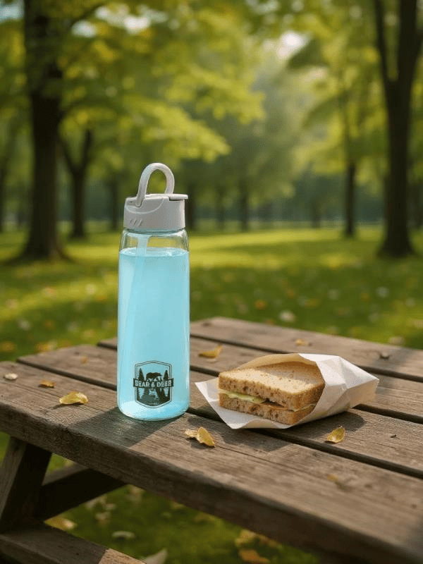 Bear&Deer Pipetli Tritan Oynar Tutacaklı Pastel Turkuaz Şeffaf Plastik Matara 750 ML - MT0005