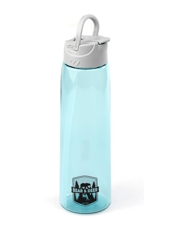 Bear&Deer Pipetli Tritan Oynar Tutacaklı Pastel Turkuaz Şeffaf Plastik Matara 750 ML - MT0005