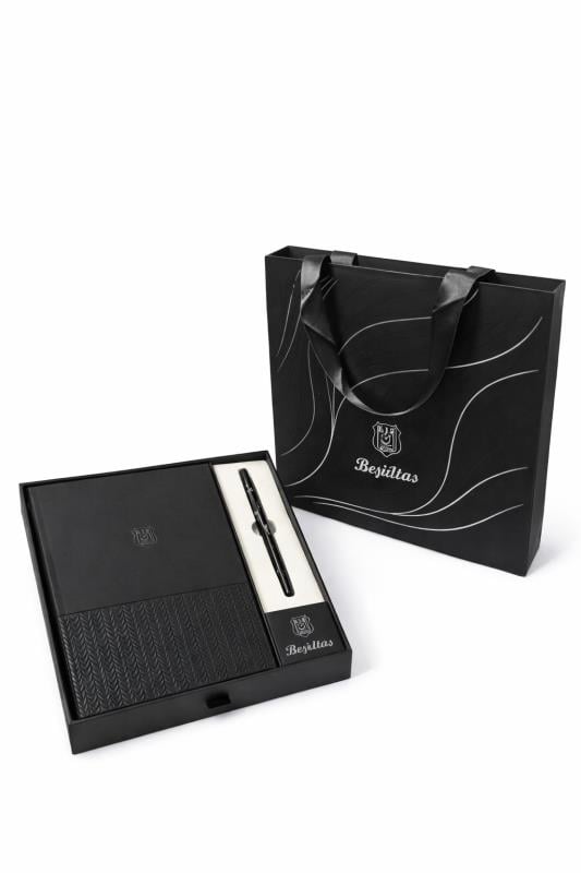 Beşiktaş Premium A5 Defter & Roller Kalem Seti (96 Yaprak Çizgili) – Özel Kutulu