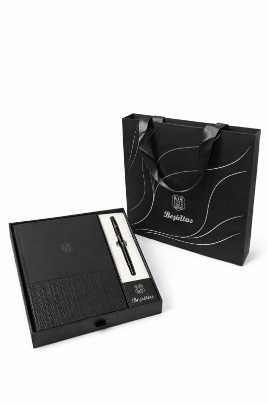 Beşiktaş Premium A5 Defter & Roller Kalem Seti (96 Yaprak Çizgili) – Özel Kutulu