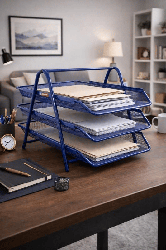 Bigpoint Metal Perfore Evrak Rafı 3’lü Mavi – BP413-35