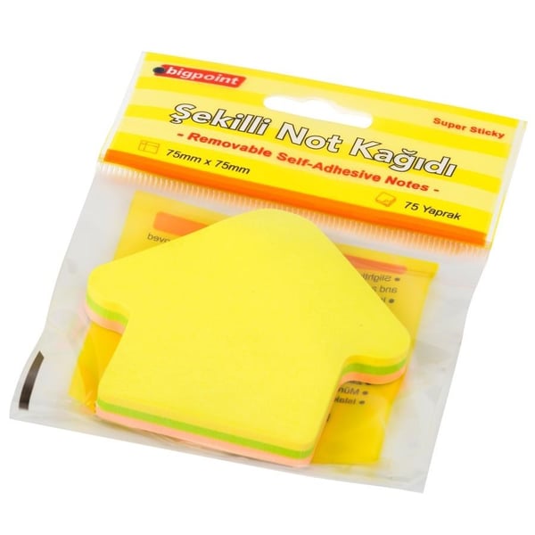 Bigpoint Şekilli Not Kağıdı – Ok Modeli, 75 Yaprak (75×75 mm)