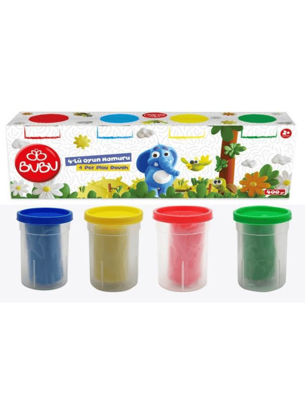 BuBu Oyun Hamuru 4x100 gr – BUBU-OH0039 | Canlı Renkli Eğitici Hamur Seti