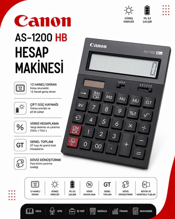 Canon AS-1200 12 Haneli Masaüstü Hesap Makinesi 