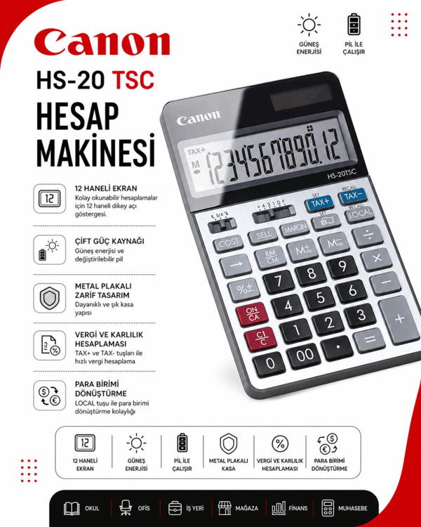 Canon HS-20TSC 12 Haneli Masaüstü Hesap Makinesi