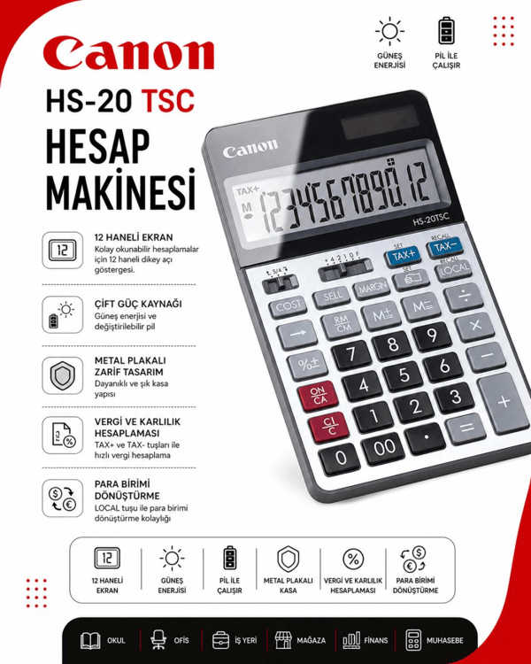 Canon HS-20TSC 12 Haneli Masaüstü Hesap Makinesi