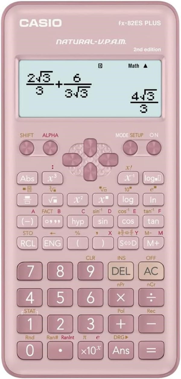 Casio FX-82ES Plus Pembe Bilimsel Fonksiyonlu Hesap Makinesi 2.Versiyon