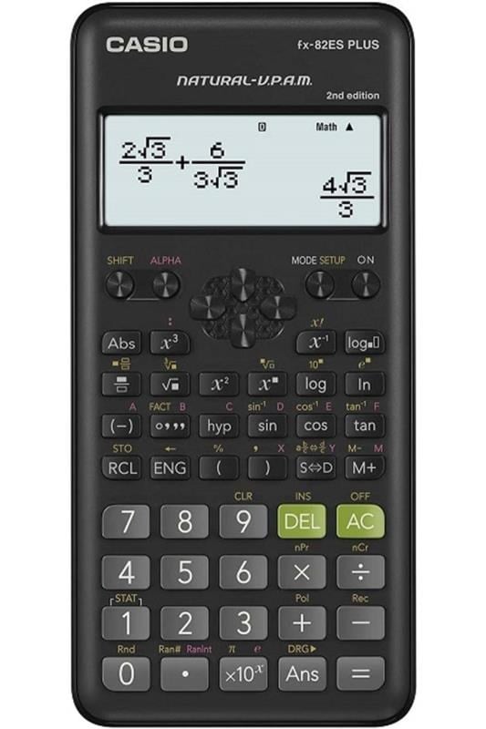 Casio FX-82ES Plus Siyah Bilimsel Fonksiyonlu Hesap Makinesi 2.Versiyon