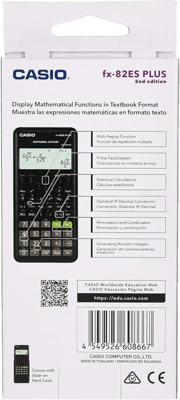 Casio FX-82ES Plus Siyah Bilimsel Fonksiyonlu Hesap Makinesi 2.Versiyon