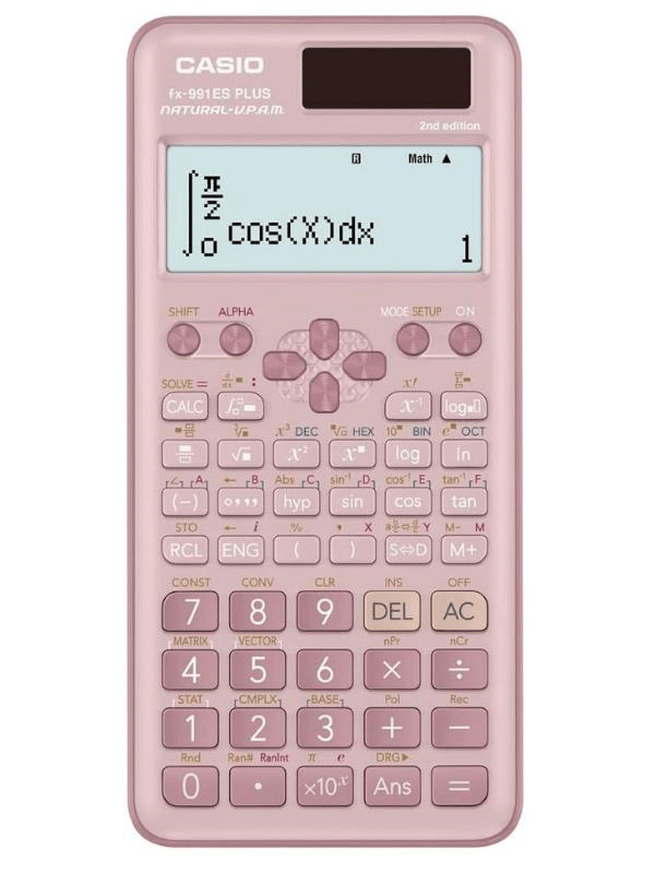Casio FX-991ES PLUS PK Pembe Bilimsel Hesap Makinesi – 540 Fonksiyonlu, Güneş Enerjili ve Pil Destekli - Pembe