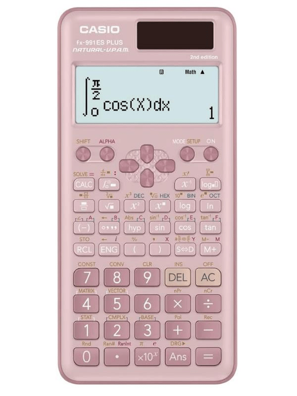 Casio FX-991ES PLUS PK Pembe Bilimsel Hesap Makinesi – 540 Fonksiyonlu, Güneş Enerjili ve Pil Destekli - Pembe