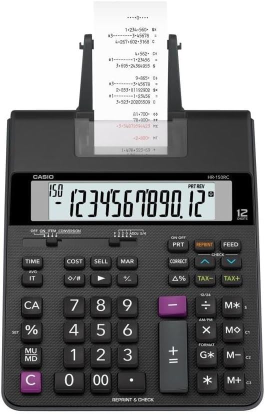 Casio HR-150RC-DC 12 Haneli Şeritli Masaüstü Hesap Makinesi