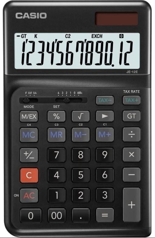Casio JE-12E-BK Siyah 12 Haneli Masaüstü Hesap Makinesi