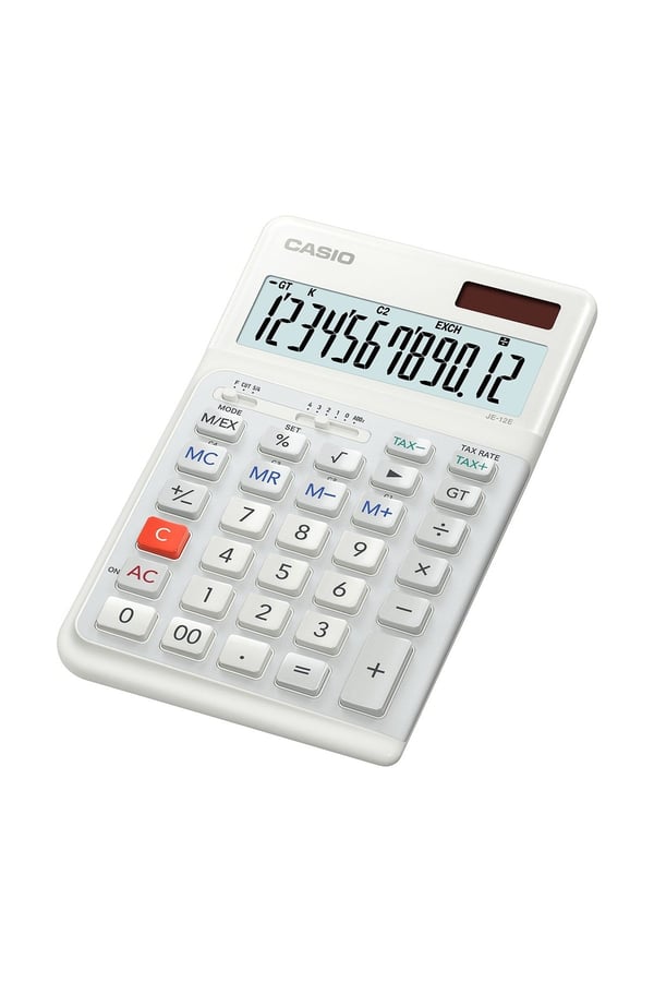 Casio JE-12E-WE 12 Haneli Beyaz Masaüstü Hesap Makinesi
