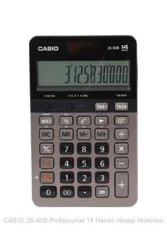 Casio JS-40B 14 Haneli Profesyonel Masaüstü Hesap Makinesi – Metal Ön Yüz, Vergi ve Döviz Hesaplama Fonksiyonlu