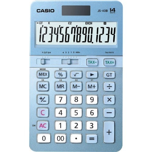 Casio JS-40B-Mavi Profesyonel 14 Hane Masa Üstü Hesap Makinesi
