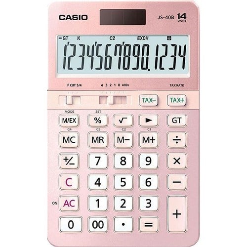 Casio JS-40B-PK Pembe Profesyonel 14 Hane Masa Üstü Hesap Makinesi