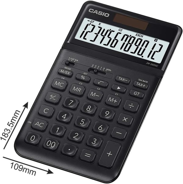 Casio JW-200SC-BK 12 Hane Siyah Masa Üstü Hesap Makinesi