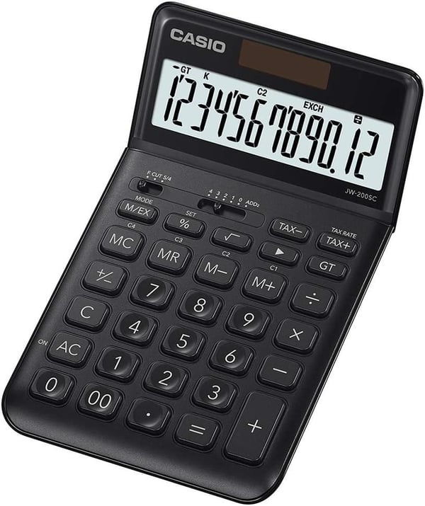 Casio JW-200SC-BK 12 Hane Siyah Masa Üstü Hesap Makinesi