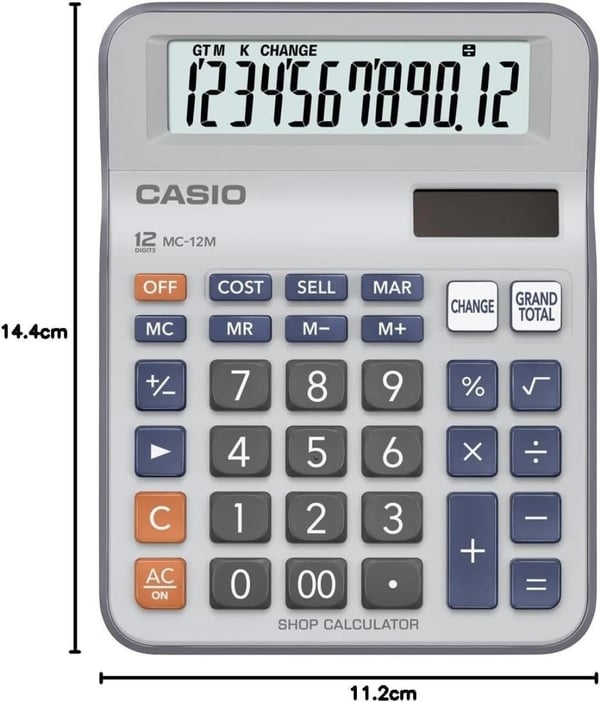 Casio MC-12M-W 12 Hane Masa Üstü Hesap Makinesi (Kar Marjı Hesaplama)