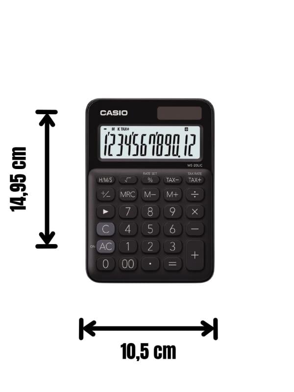 Casio MS-20UC-BK 12 Hane Siyah Masa Üstü Hesap Makinesi
