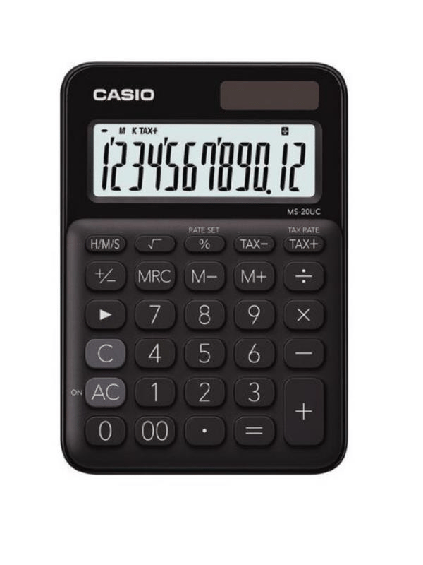 Casio MS-20UC-BK 12 Hane Siyah Masa Üstü Hesap Makinesi