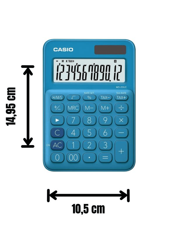 Casio MS-20UC-BU 12 Haneli Mavi Masaüstü Hesap Makinesi 