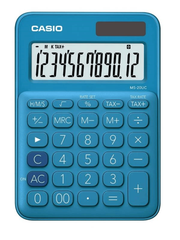 Casio MS-20UC-BU 12 Haneli Mavi Masaüstü Hesap Makinesi 