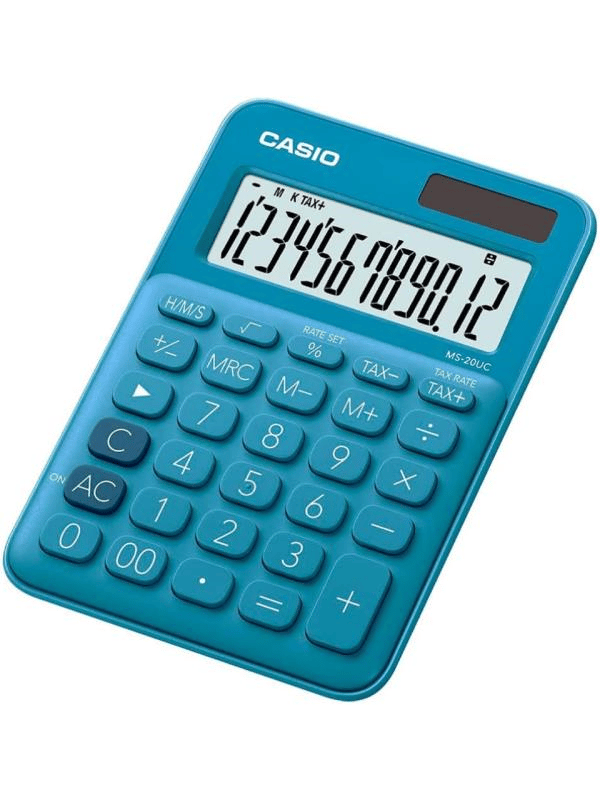 Casio MS-20UC-BU 12 Haneli Mavi Masaüstü Hesap Makinesi 