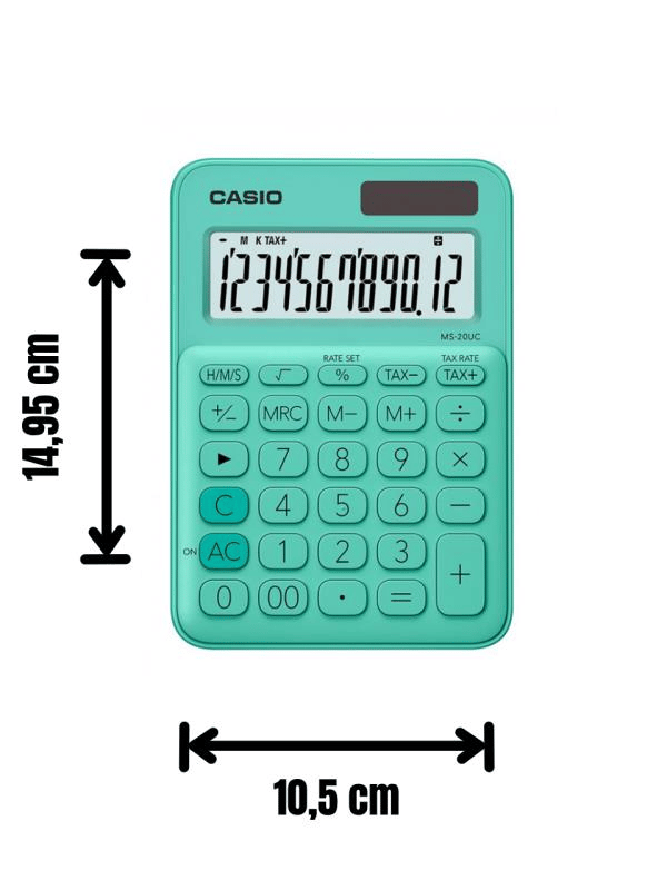Casio MS-20UC-GN 12 Haneli Yeşil Masaüstü Hesap Makinesi – iF Design Award Ödüllü “Colorful Calculator” Serisi