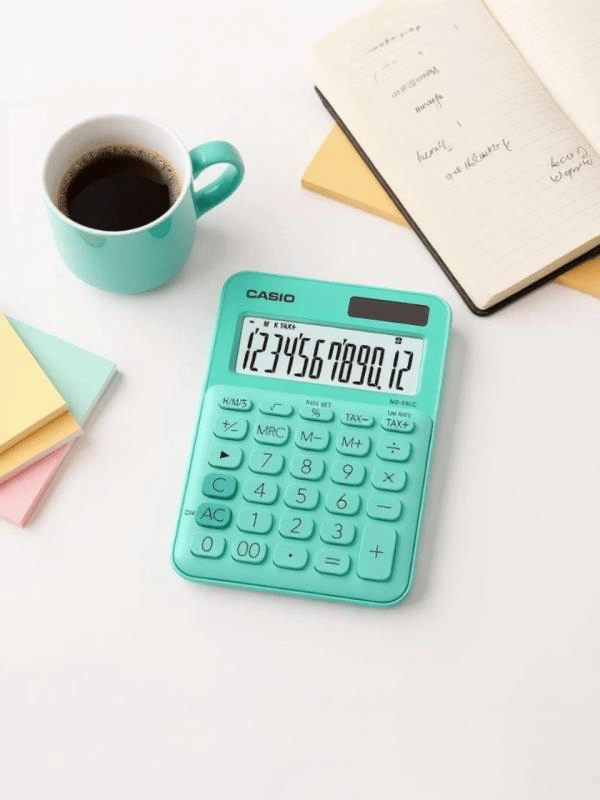 Casio MS-20UC-GN 12 Haneli Yeşil Masaüstü Hesap Makinesi – iF Design Award Ödüllü “Colorful Calculator” Serisi