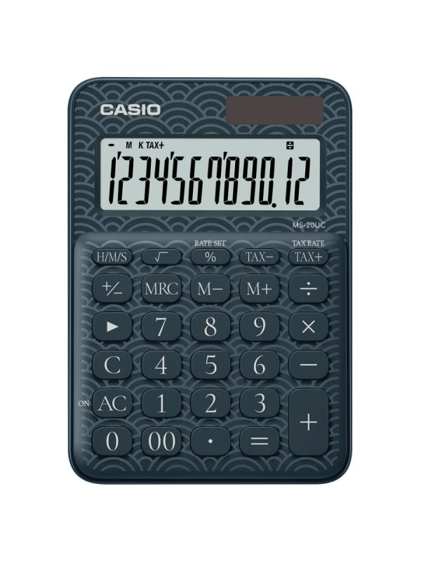 Casio MS-20UC-JBU 12 Hane Lacivert Desenli Masa Üstü Hesap Makinesi